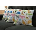 thumbnail image 2 of Ambesonne Animal Throw Pillow Cover 4 Pack, Cartoon Giraffe Zebra Turtle, 16", Multicolor, 2 of 6