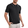 thumbnail image 4 of CAMISA POLO FORMAL PARA HOMBRE INSPIRE CHIC DÍA DEL PADRE, DE COLOR SÓLIDO, DE MANGA CORTA, CON CREMALLERA, AJUSTE SLIM, CLÁSICA, TALLA L, NEGRO, 4 of 5