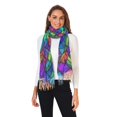 thumbnail image 2 of FORMRS Womens Scarf Winter Soft Long Big Warm Shawls Wrap Tassel Scarves, Vibrant Stained Glass Pattern, 2 of 9