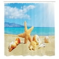 thumbnail image 3 of Ambesonne Summer Shower Curtain, Beach Sand with Starfish, 69"Wx70"L, Aqua Ivory Mustard, 3 of 5