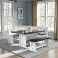 thumbnail image 6 of Orso 4pc Breakfast Nook Dining Table Set, Corner Bench, White Brown, 6 of 6
