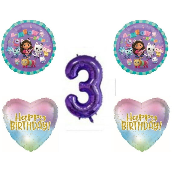 C and S Party Supply Balloons, Mylar Purple Birthday Party, (5 Piece)
