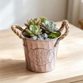 thumbnail image 6 of Naittoop Rustic Metal Flower Bucket with Vintage Rope Handles Flower Pots Planter Bucket Herb Flower Holder for Railing Fence Balcony Deck Garden Home Decor 4.7 in Pink, 6 of 6