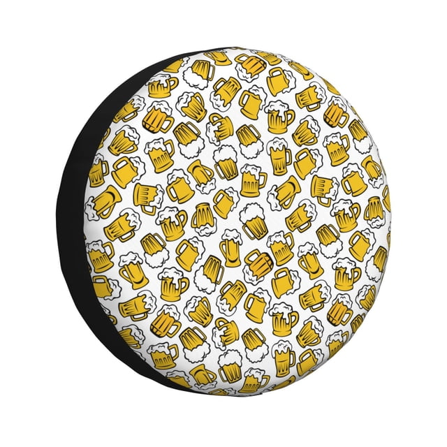 Fotbe Beer Funda de Llanta de Repuesto con Estampado, Engrosada, Ajuste Universal para Jeep, Remolque, RV, SUV, Camión-14 inch