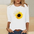 thumbnail image 2 of CEHVOM T-shirt Imprimé Mode pour Femmes Manches 3/4 Mi-Longues Blouse Col Rond Tops Décontractés Liquidation, 2 of 4