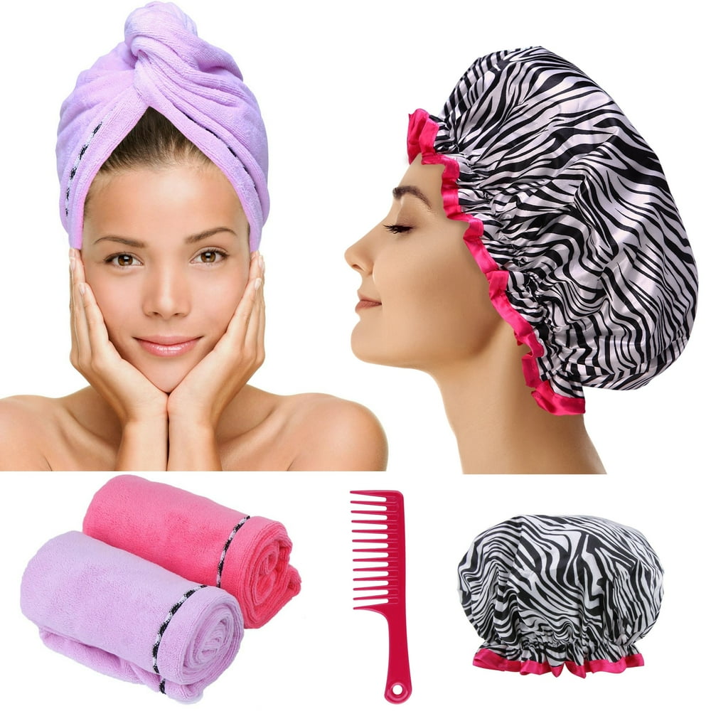 Microfiber Hair Towel Turban Wrap 2 Pc Head Wraps for Women Bundled