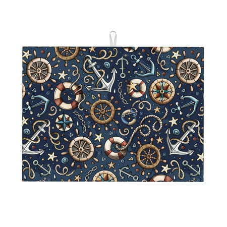 

Bingfone Nautical 18 X 24 Dish Drying Mat For Kitchen Counter Ultra Absorbent Microfiber