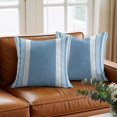 thumbnail image 6 of Throw Pillow Covers 16x16 Inch, Vintage Sky Blue Striped Decorative Pillow Cases for Couch Sofa Bed, Farmhouse Modern Stripes Boho Texture Cotton Linen Square Home Decor Pillowcases, 6 of 9