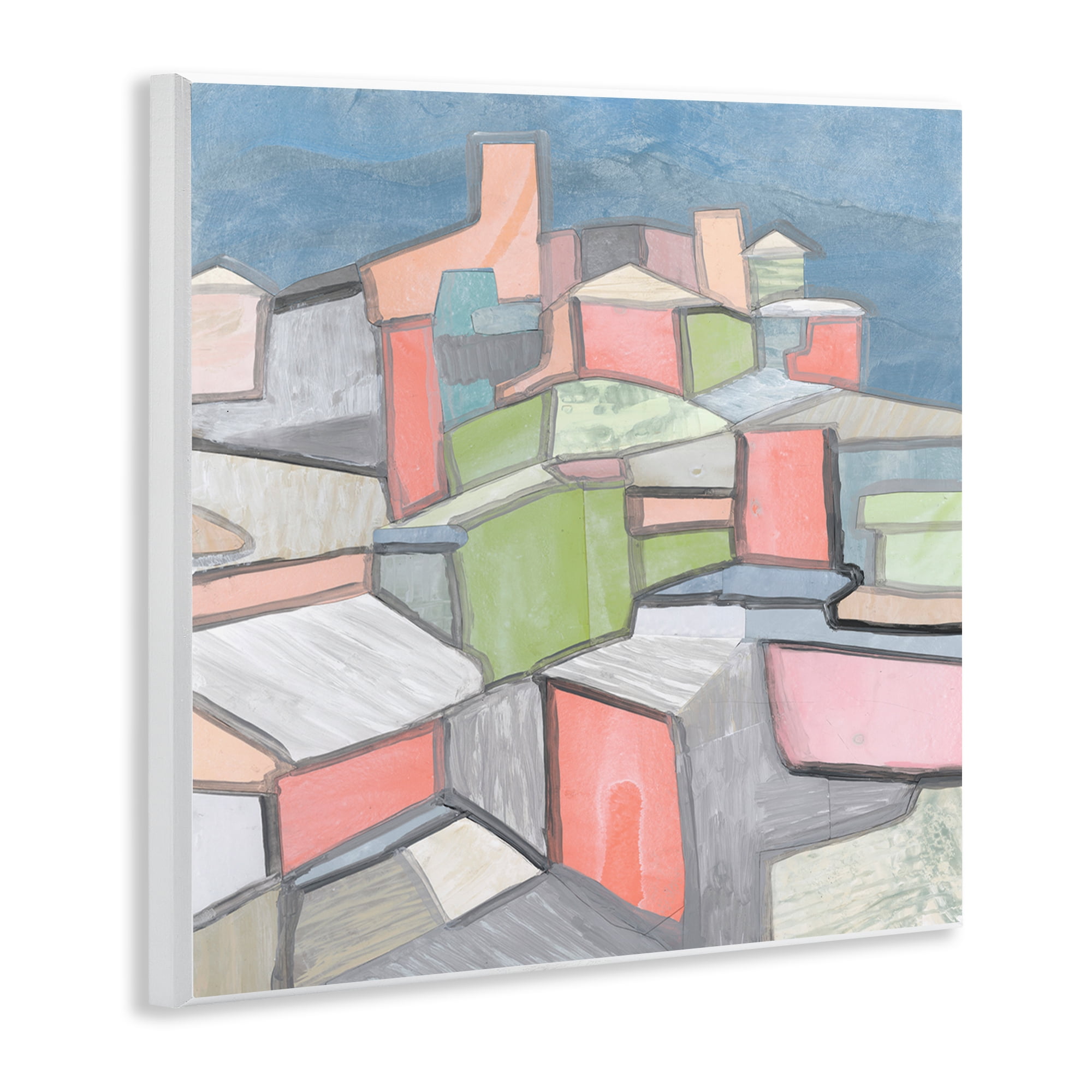 Stupell Industries Contemporary Shapes Arrangement Abstract Painting Unframed Art Print Wall Art, 12 x 12