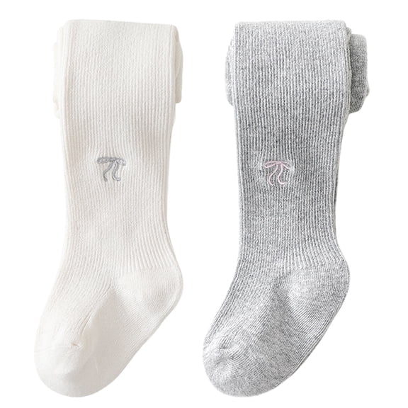 2 Pack Baby Toddler Girl's Tights Cable Knit Mesh Leggings Little Girl Seamless Stockings Bows Cotton Pantyhose, S(6-12 Months), White   Light Gray