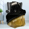 thumbnail image 4 of Teen Room Soft Flannel Fleece Throw Blanket, Empty Basketball Arena Competition Game Winner Champion Success Theme, Cozy Plush for Indoor and Outdoor Use, 60" x 80", Pale Coffee Black, by Ambesonne, 4 of 5