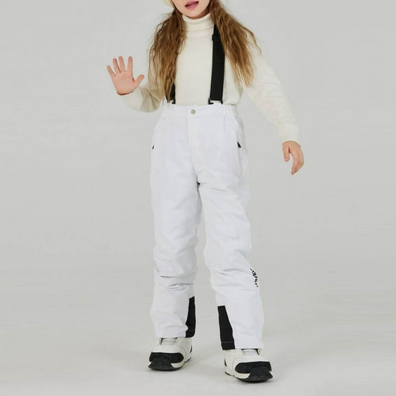 Shachafan Kids Pants Winter Warm Skiing Snowboard Pants For Boys Girls Little Girls Overalls Kids Ski Bib Size 8