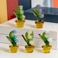 thumbnail image 4 of mdesiwst Mini Glass Lily of The Valley Flower with Pot Hand Blown Faux Crystal Flower Figurine for Mother's Day Birthday Table Centerpiece, 4 of 8
