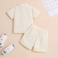 thumbnail image 4 of Preemie Clothes Boys Toddler Baby Boys Summer Short Sleeve Polo Shirts Set 2-Piece Striped Outfits Toddler Summer Outfits Beige 3-4 Years, 4 of 9