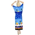 thumbnail image 3 of HAPPY BAY Women's Loungewear Casual Long Kaftan Beach Cover Up Slit Dress Maxi Dresses Caftans for Women 2X-3X Aqua, Palm Tree, 3 of 5