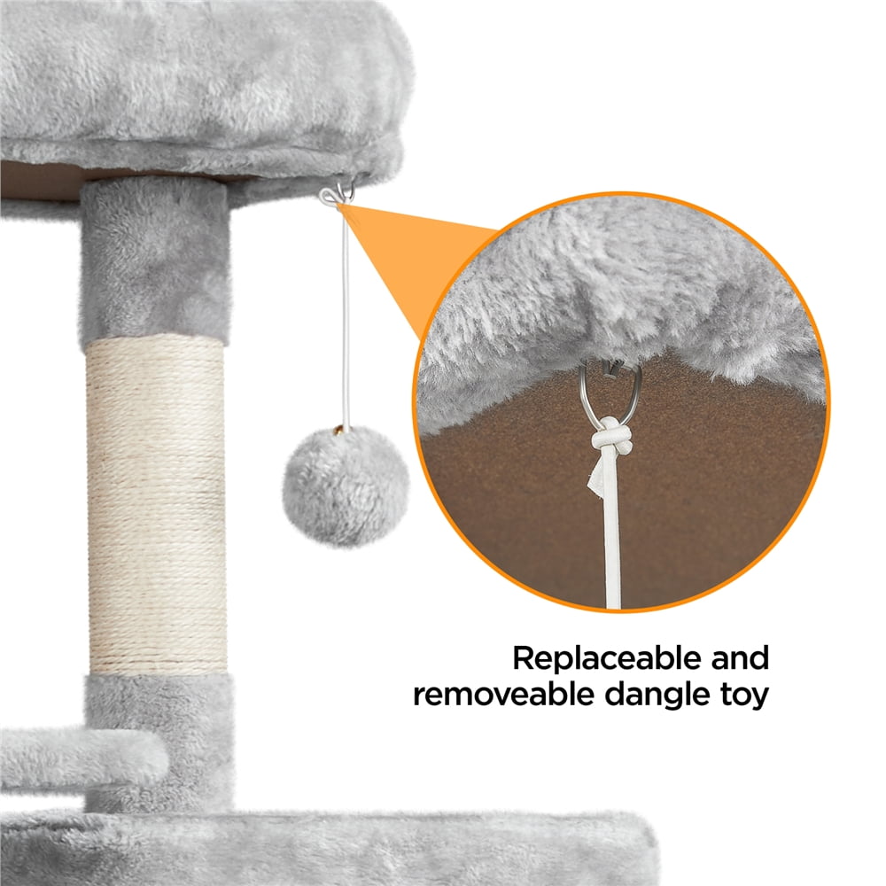 Alden Design 63" H Cat Tree Tower with Hammock and Scratching Posts, Light Gray