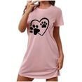 thumbnail image 1 of Funicet Shorts pour Femmes, Robe pour Femmes, Chemise de Nuit Courte Surdimensionnée Imprimée Col Rond et Manches Courtes, Robe d'Été Aguichant pour Femmes, Robe à Manches Courtes pour Femmes, 1 of 6