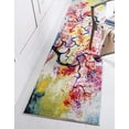 thumbnail image 1 of Unique Loom Lyon Collection Colorful Modern Abstract Watercolor Tree Area Rug, 2 ft 7 in x 10 ft, Ivory/Pink, 1 of 2