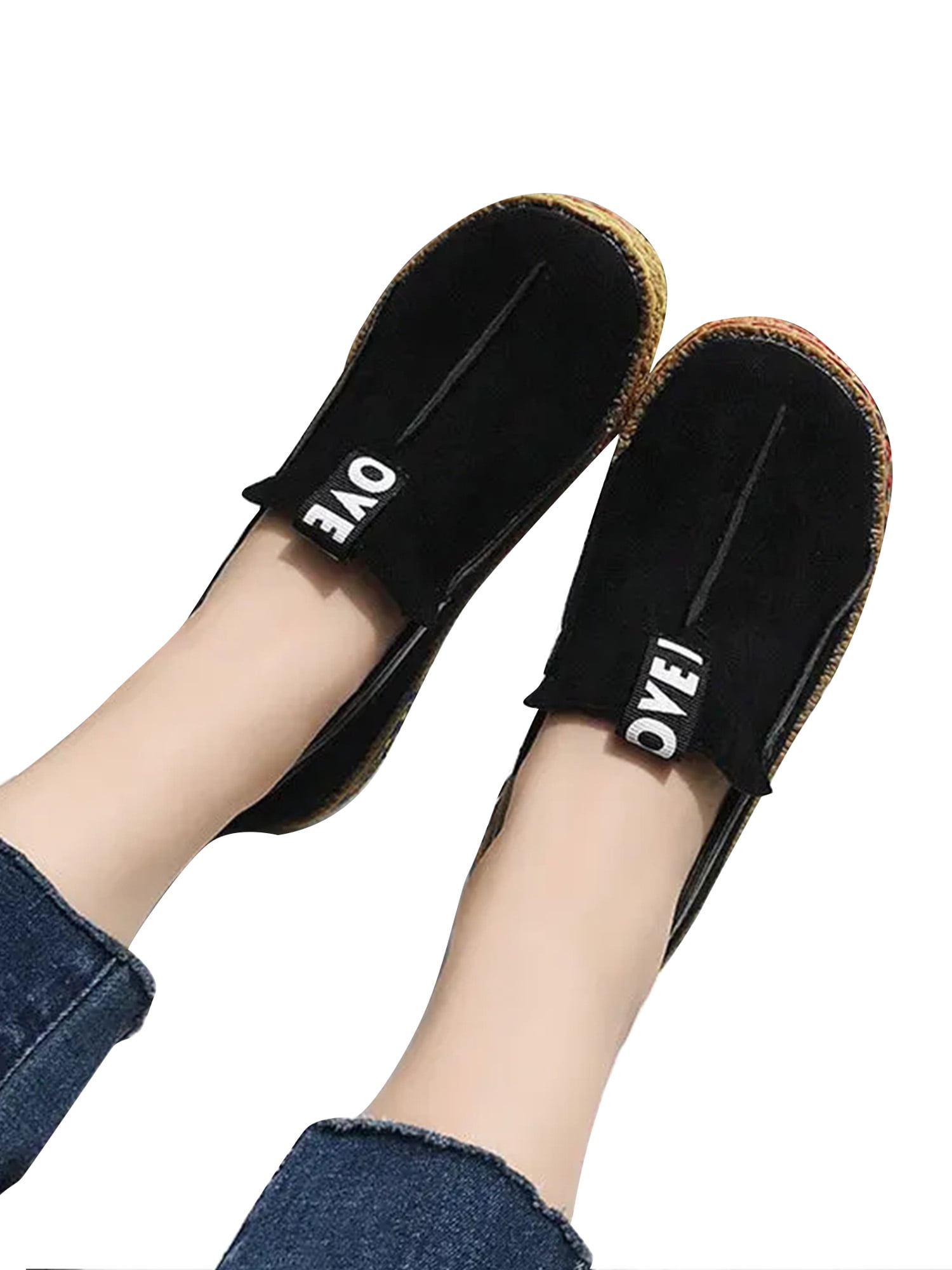 GIY Womens Peep Toe Slip On Mid Block Heels Slide Sandals Summer Loafer Flats Comfortable Lazy Shoes