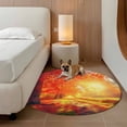 thumbnail image 2 of Round Rugs 4Ft, Fall Thanksgiving Round Area Rug Washable Indoor Throw Carpet, Red Orange Sunrise Forest Autumn Soft Non Slip Circle Rug for Kitchen Nursery Room Home Decor Aesthetic, 2 of 8