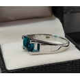thumbnail image 2 of Natural London Blue Topaz , Blue Solitaire with Accents Ring, Emerald Cut Back To School Ring Anniversary For Her, Antique Promise Ring, Minimalist Ring, 2 of 5
