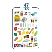 Supermarket Set 47-Piece Pretend Grocery Playset with Cash Register and Trolley