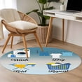 thumbnail image 5 of 3.3ft Round Rug, Blue Ombre Laundry Non-Skid Rubber Backing Large Area Rugs - Living Room Bedroom Home Office, Wash Dry Fold Repeat Indoor Floor Mat Carpets Washable Rug, 5 of 9