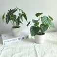 thumbnail image 1 of 2 Pzas de Plantas Artificiales-con Macetas, una Combinación de Hojas de Melón y Hojas de Bambú-CasaVibe, 1 of 8