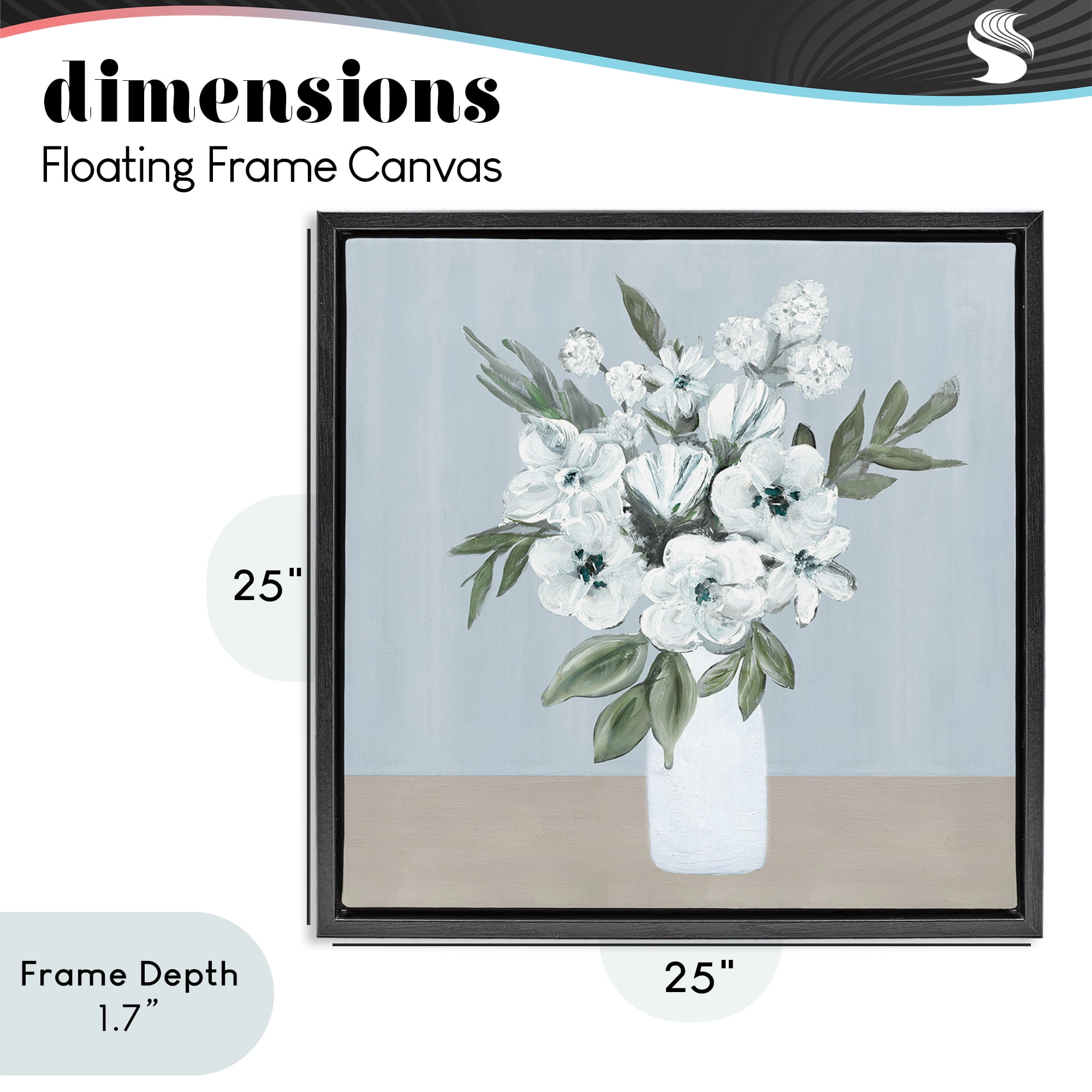 Stupell Industries Cerulean & White Blooms Black Framed Floater Canvas Wall Art, design by Marilyn Dunlap