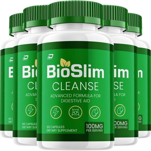 BioSlim Cleanse Capsules – Bio Slim Digestive Support, Gut Wellness, 5 Pack, 300 Capsules