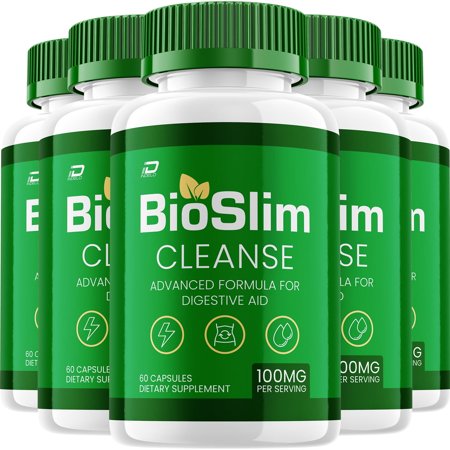 BioSlim Cleanse Capsules – Bio Slim Digestive Support, Gut Wellness, 5 Pack, 300 Capsules