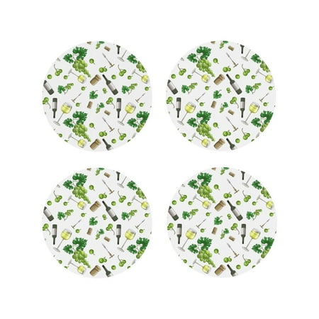 

Leather Coasters with Heat-resistant for Drinks Green Wine Print -标题2 Round Shape