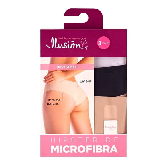 Pantaleta Ilusión para Mujer, Invisible 3 Piezas Multicolor Talla M