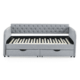 thumbnail image 6 of Tcbosik Twin Size Linen Fabric Daybed with Trundle and 2 Drawers, Upholstered Sofa Bed with Side Pocket, Wood Slats Support, Space Saving, Grey, 6 of 9