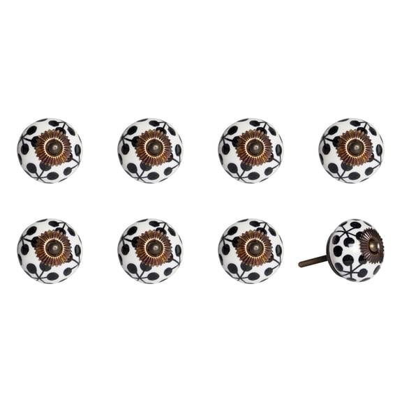 Knob-It Vintage Cabinet Drawers Knobs 8-Piece Hand Painted Decorative 9 Inch