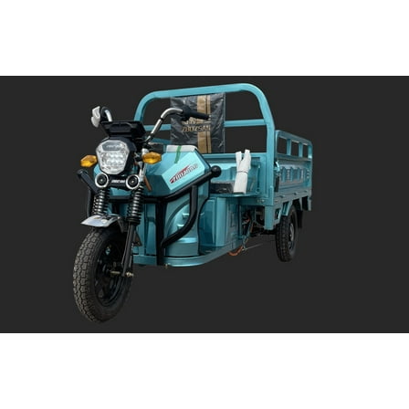 Pioneer Generation Electric Cargo Tricycle - 1200W Motor, 2000lb Capacity, 27mi Range, Antique Blue-Green