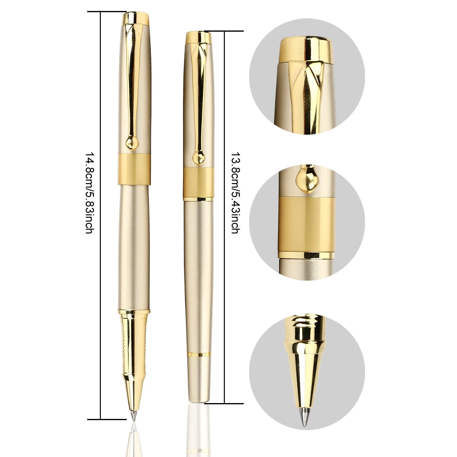 Ballpoint Pen Black Refill Luxury Line Width 0.5mm Ball Gift Set For Men & Women Professional Executive Office Nice Ballpens Classy Box (gold)