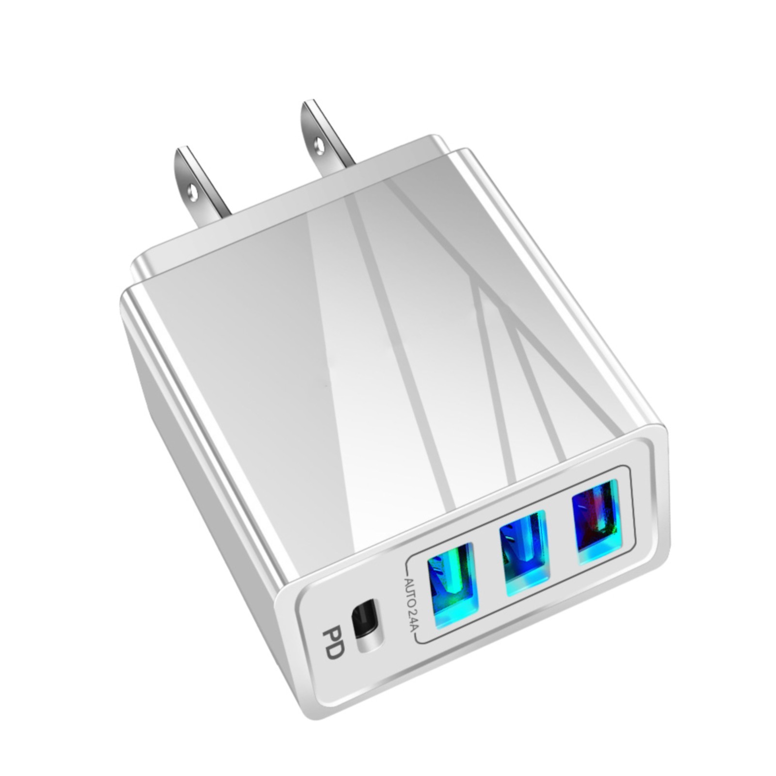 LBECLEY Double Plug Adapter 3.1A Usb C Charger 4 Port Usb Wall Charger for Smartphones 3Usb