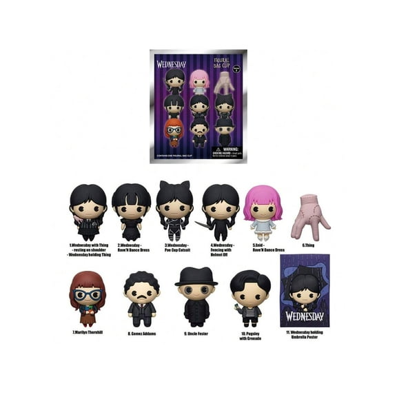 Wednesday Anime Keychain, Mystery Mini Figure, 1PC