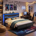 thumbnail image 4 of EnHomee King Size Metal Bed Frame with Storage Metal Bed Frame with Headboard & Charge Station & LED Lights & 13" Under-Bed Storage, Black, 4 of 11