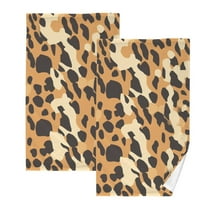 Leopard Print Hand Towel Bath Towels Face Towels Cotton Absorbent for Home Hotel Spa Swimming Yoga Sports Decorative Towel Set of 2