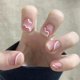 thumbnail image 1 of 24-Pack Pressed Nail Fake Short Line Manicure DIY Manicure Tools Full Coverage Nail Stickers for Women, 1 of 4