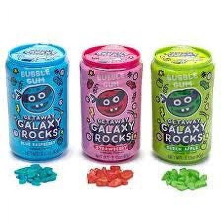 Getaway Galaxy Rocks Bubble Gum Candy Cans - 12 Count Display Box