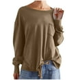 thumbnail image 6 of tarylea Womens Tops Long Sleeve Crewneck Cinch Cuff Oversized Pullover Casual Loose Fall Solid Color Tops with Pocket, 6 of 9