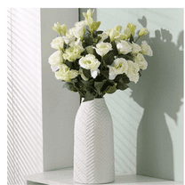 White Vase for Flowers Ceramic Vase for Decor, Modern Decorative Tall Vases for Your Kitchen/Office/Living Room/Bookshelf/Mantel - White Texture(Medium