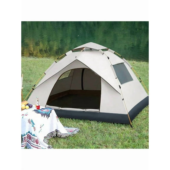78x78x59 Inch 4-Person Automatic Pop-Up Tent - 2 Doors & 2 Windows, Oxford Fabric, Fiberglass Frame, Mosquito-Proof | For Camping/Fishing/Hiking, 2 Colors
