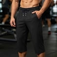 thumbnail image 5 of Maean Mens Capri Pants Workout Gym Running Elastic Waist Drawstring Shorts Casual Baggy Pant with Pockets, 5 of 7