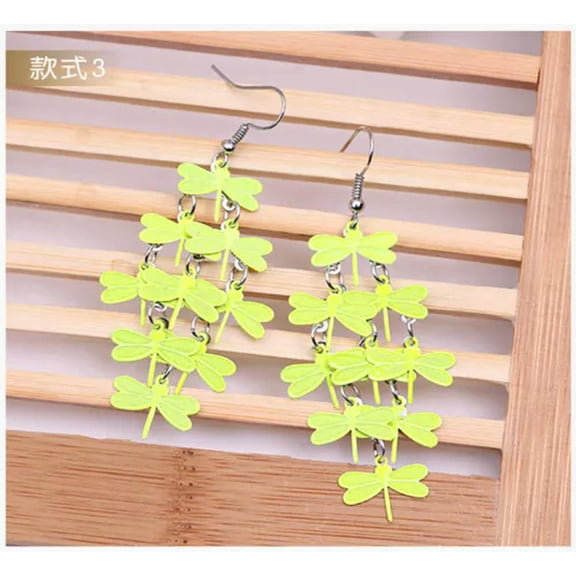 HOOUN Colorful Dragonfly Dangle Earrings Cute Bohemian Jewelry Trendy Female Gift-Yellow
