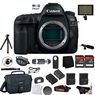 Canon EOS 5D Mark IV Full Frame Digital SLR Camera Body Bundle  Microphone   Screen Protectors   LED Light   2 x 32GB Memory Cards (International Version)
