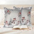 thumbnail image 3 of Grey Christmas Outdoor Waterproof Pillow Covers, Snowman Xmas Tree Snowflake Winter Birds Decorative Square Throw Pillowcase Sofa Cushion Sham for Patio/Couch/Chair, 20"x20" 2 Pack, 3 of 8